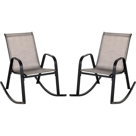 COSTWAY 2er Set Schaukelstühle mit atmungsaktivem Stoffsitz, Gartenstühle, Schaukelsessel Schwingsessel für Garten, Balkon (1/5)