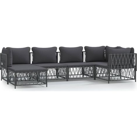 Maison Exclusive - Set Salotto da Giardino 6 pz con Cuscini in Acciaio Antracite (1/5)