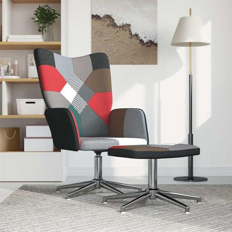 Maison Exclusive - Sedia Relax con Sgabello in Tessuto Patchwork (1/5)