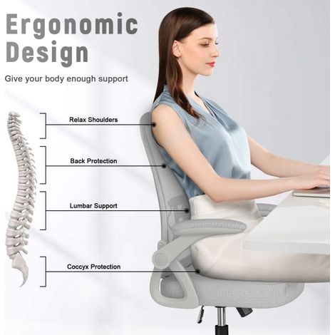 Ergonomic Office Chair Desk Swivel Chair with Headrest Grey (1/5)