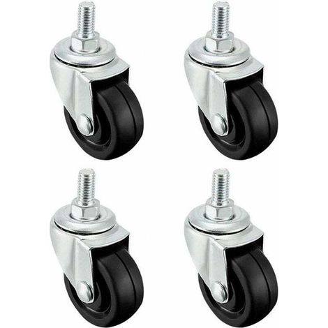 Set of 4 x 40mm rubber wheels with M8 threaded stem (1/3)