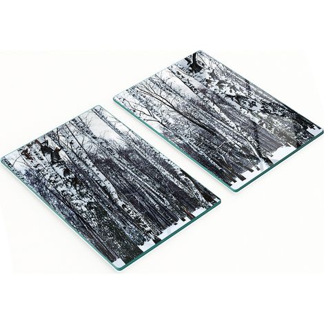 Tablas de vidrio decorativas multifuncionales para cocina, color abedul de invierno, 2x40x52 cm. (1/5)