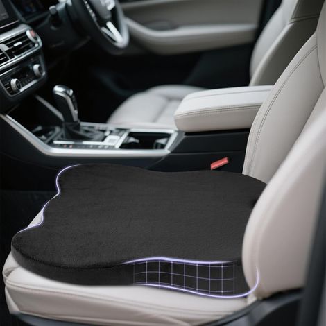 Coussin Voiture Conducteur, Coussin de Siège en Rehausseur Voiture, Coussin de Chaise de Bureau Noir, Coussin Compensé en Mousse à Mémoire de Forme pour Chaise Bureau et Maison (1/5)