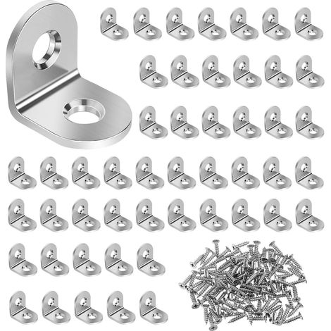 50 Stück Edelstahl-Befestigungsklammern, 20 x 20 x 16 mm Befestigungsklammern, 90-Grad-Stahlwinkelhalterung, zum Befestigen und Reparieren