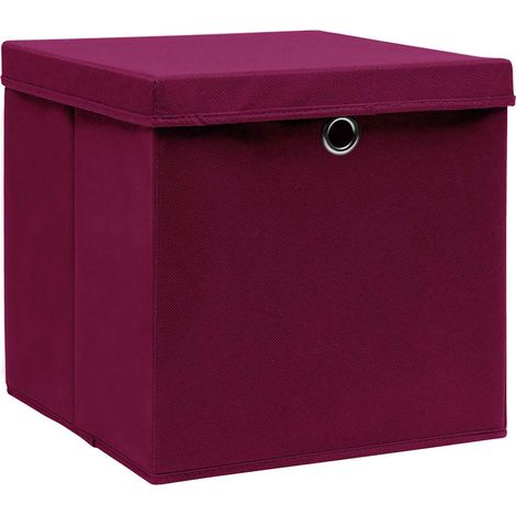 Maison Exclusive - Contenitori con Coperc10 pz 28x28x28 cm Rosso Scuro (1/5)