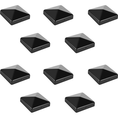 Randaco 10x Tapa para poste 71x71mm Negra, forma pirámide, cubierta de hierro para postes de madera y vallas de jardín (1/5)