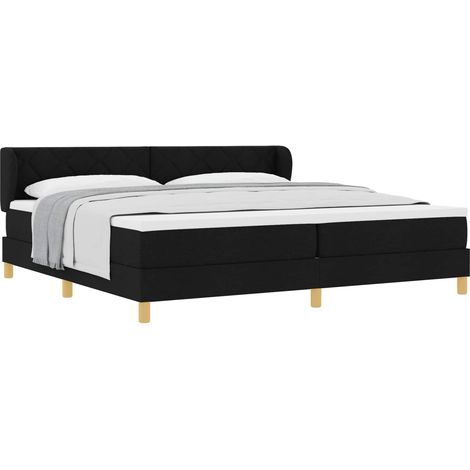 Maison Exclusive - Lit à ressorts avec tête de lit Noir 200 x 200 cm tissu (1/5)