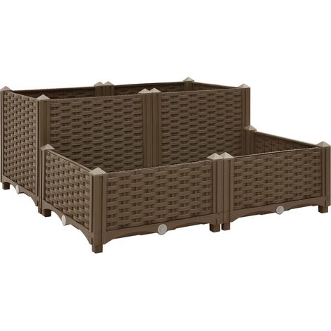 Fioriera rialzata per piante e fiori giardino 80 x 80 x 38 cm polipropilene 020000956