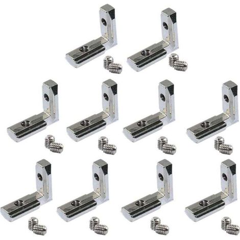20 PièCes SéRies Fente en T IntéRieur L à L'IntéRieur Du Connecteur D'Angle Support de Joint pour Profilé D'Extrusion D'Aluminium 2020 SéRie 6 Mm-Crezuo (1/4)