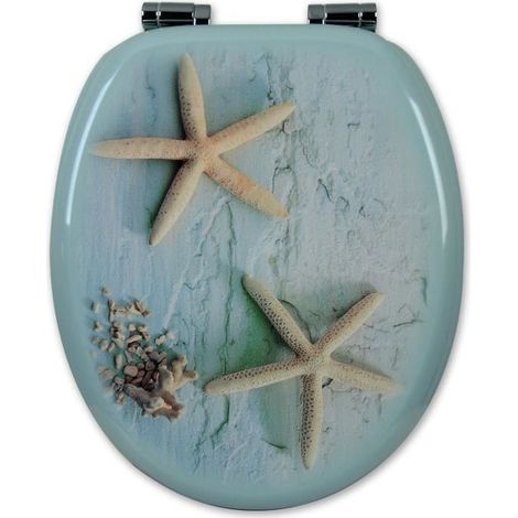 Woltu – Abattant WC en MDF antibactérien – Charnières réglables 360° – Fixation rapide – Taille 43,6x37,8cm – Couleur bleu étoile de mer