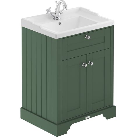 Old London Hunter Green 600mm 2 Door Vanity Unit and Basin with 1 Tap Hole - LOF803 (1/2)