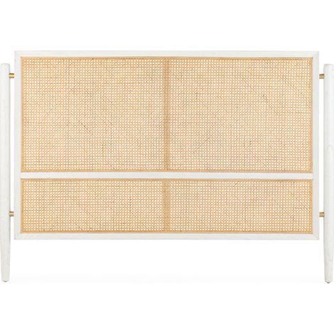 Bettkopf 160x6x110 Weißes Holz/goldenes Metall/natürliche Rattanmöbel/Betten/Bettköpfe alle Stile, um dem Haus eine Note zu verleihen (1/3)