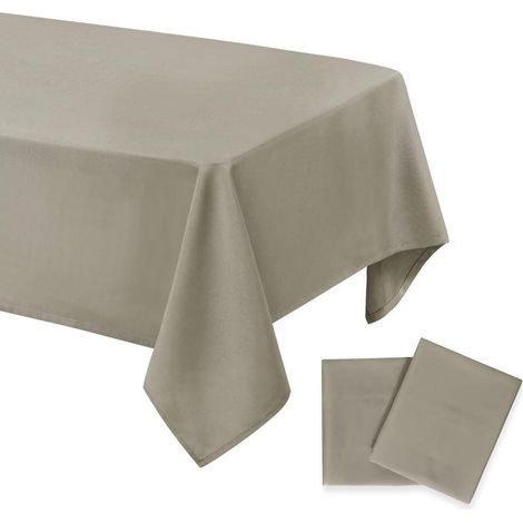 Nappe 140x200cm Taupe, 2 pièces, antitache et imperméable, Polyester