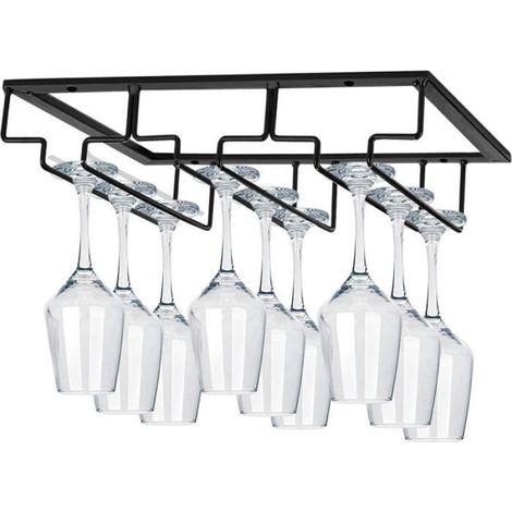 Support à Verres à vin sous l'armoire, Support à Verres à Pied, Support de Verre à vin en Fil métallique, Support de Rangement pour (1/4)