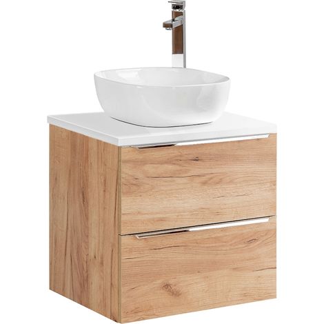 Mueble lavabo individual 60cm April Madera y Blanco (1/4)