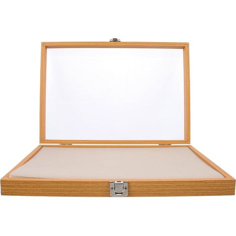 Boîte à Épingles Transparente Couvercle en Bois de Noyer Petite Boîte à Bijoux Compacte pour Broches Porte-Badges et Rangement de Boucles d'Oreilles Présentoir de Bureau (1/5)