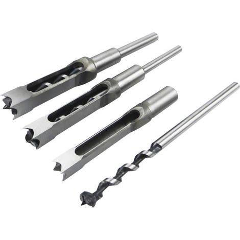 Ensemble de 4 forets carrés pour le travail du bois, ciseaux à mortaiser en acier, scie cloche, outils électriques pour menuisiers, diamètres : 1/2, 1/4, 5/16 et 3/8 pouce