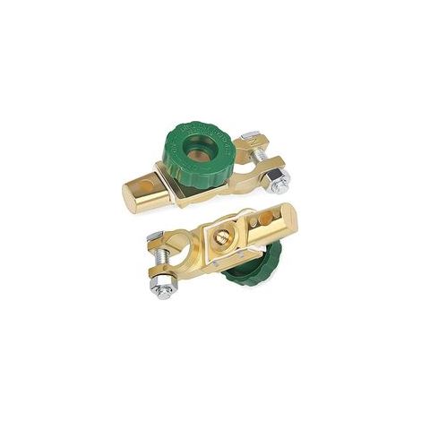 2 Pcs Commutateurs isolateurs de batterie Pour déconnecter le terminal universel de votre voiture, van, bateau,Interrupteur de déconnexion universel pour batterie avec bouton vert 12 V ou 24 V (1/5)