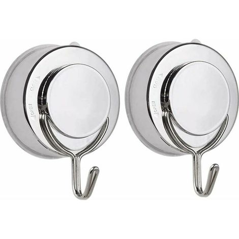 Ganchos de ventosa, 2 piezas extraíbles y a prueba de agua con ganchos metálicos para baño, cocina, ventanas de vidrio, toalleros murales. (1/4)
