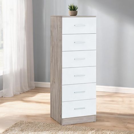 Table de chevet gris claro y Blanco en MDF 40 x 40 x 110 cm (1/5)
