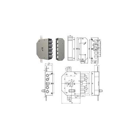 SERRATURA TRIPLICE DA APPLICARE SENZA SCROCCO PROFILO EUROPEO 2200PE- - DX (2200PEN-01N) - 1 pezzi CR