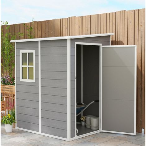 Gartenhaus 1,54 m³ aus Aluminium und Kunststoff, 122 x 149 x 192/177 cm, grau OKMYHOME (1/5)