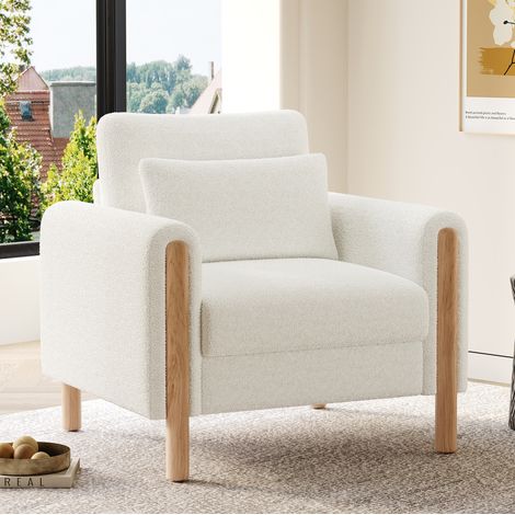 Fauteuil lounge Teddy blanc compact 1 place OKMYHOME (1/5)