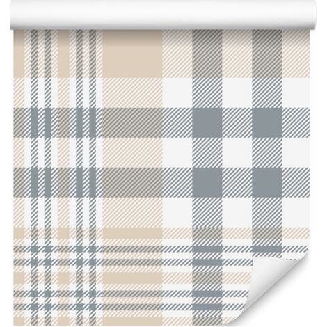 Papier peint à carreaux gris, beige et blanc 50x1000 cm (1/5)