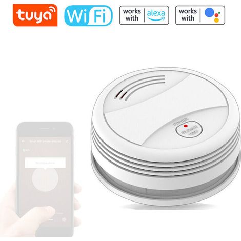 Tuya WiFi Independent Photoelectric Smoke Detector, Audible and Visual Fire Alarm, Remote Notification via Smartphone App (1/4)
