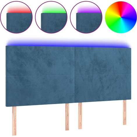 Tête de lit,Panneau décoratif à LED Bleu foncé 180x5x118/128 cm Velours CFW5711173 (1/5)
