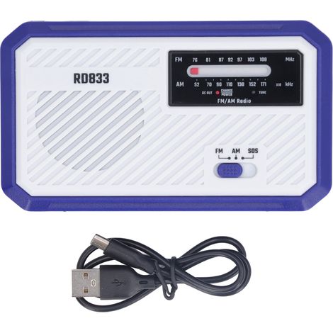 Ortviai Radio à Manivelle et Solaire avec Lampe LED, Alarme SOS et Chargeur d'Urgence pour Téléphone – Bleu (1/5)