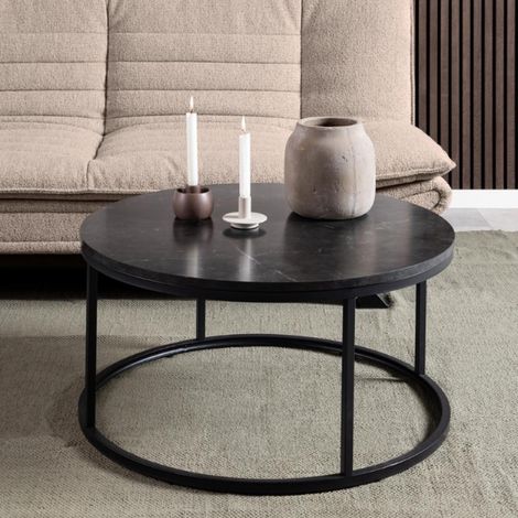 Table basse élégante Spiro : Plateau en marbre noir, 80x40cm