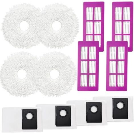 KimSin Accessoires pour Eureka J15 Pro Ultra aspirateur robot de rechange, 4 Chiffon, 4 sacs à poussière, 4 HEPA filtres (1/4)