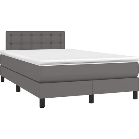 vidaXL Sommier à lattes de lit matelas LED gris 120x190 cm similicuir (1/5)