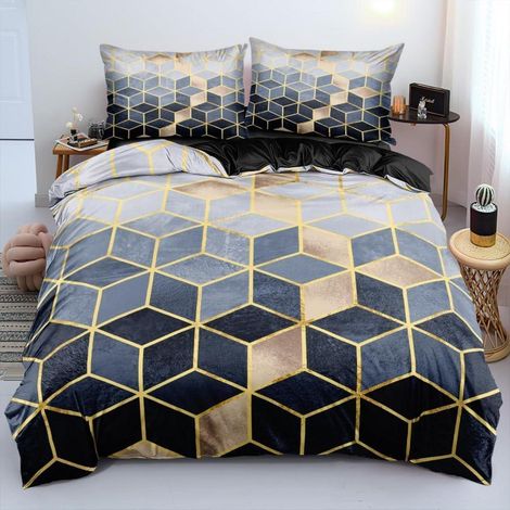 Bettwäsche-Set 3D Geometrie 155x220cm Mikrofaser mit Reißverschluss