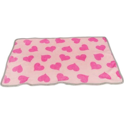 Couverture rose pour chien à motifs de cœurs - Finition résistante (1/4)