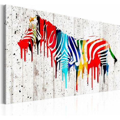 Tableau zèbre coloree - 90 x 60 cm (1/4)