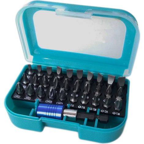 TrAdE Shop Traesio - Kit 31 Pz 30 Inserti Per Avvitatore Elettrico A Batteria 1 Adattatore Prolunga - (1/2)