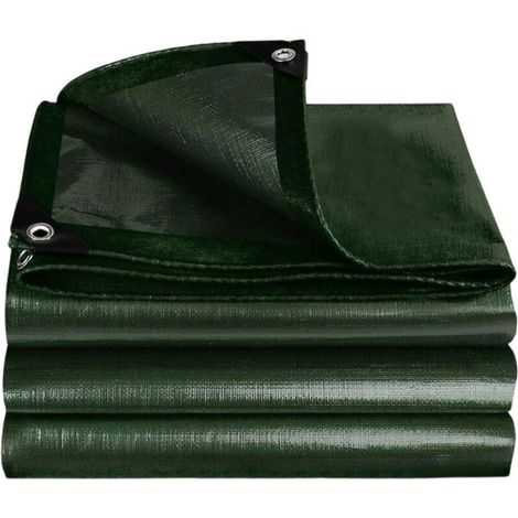 6 bâches huile imperméable 20 pieds, verte, anti-UV, anneaux et bord renforcé, pour toits, camping, piscines