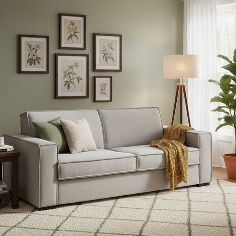 Talamo Italia Sofa cama Abigail, Gran Sofá de 2 plazas, 100% Made in Italy, Sofá de salón con apertura giratoria, en tela acolchada, con reposabrazos estándar, Cm 200x95h90, Gris, con embalaje reforza (1/5)