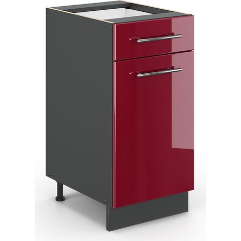 Meuble cuisine Fame-Line, Rouge bordeaux Haute brillance, 40 cm sans plan de travail, Vicco (1/5)