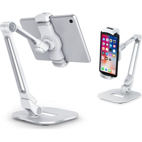 Support de tablette compatible avec téléphone de 4,7 à 13", tablette, iPad, iPhone (blanc) (1/5)