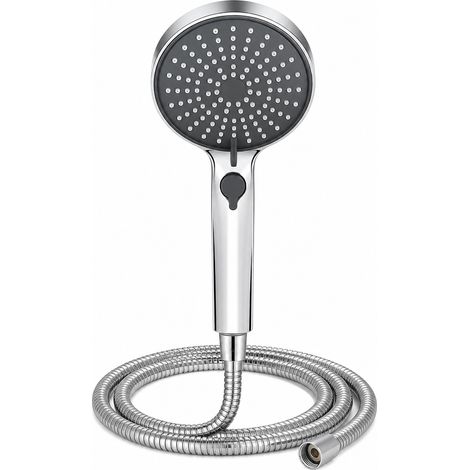 Pommeau de Douche 3 Jets Stop Eau avec Flexible 1,5 m Chromé (1/5)