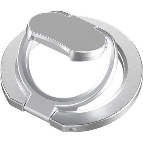 Longziming - Anneau de téléphone - Support de téléphone rotatif à 360° - Support magnétique - 23 aimants N52 - Finition métal et verre coloré - Avec anneau en métal - 1 pièce - Argent (1/5)
