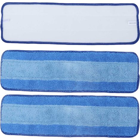 Lot de 3 recharges de lingettes pour balai à franges double usage (humide/sec) en microfibre réutilisable pour le nettoyage des sols Bona. (1/5)