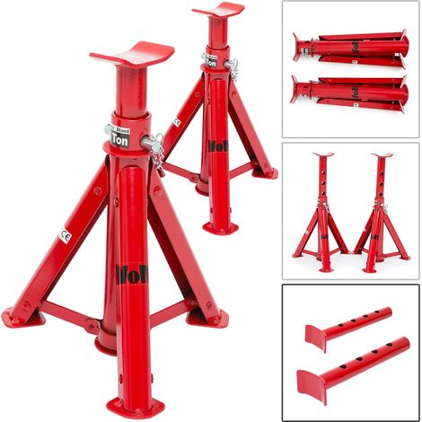Axle Stands 3 Tonne Wolf Folding Pair 285-400mm Push Pin Safety Lock Steel (1/4)