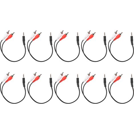 10 Pièces Adaptateur Audio 3,5mm Mâle vers Double RCA Mâle, Câble de Division pour Connexions Double Voie (1/5)