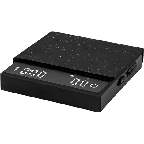 Balance de cuisine avec minuteur - Instrument de mesure pour la pâtisserie - 9,5 x 9 x 1,8 cm - Noire (1/5)