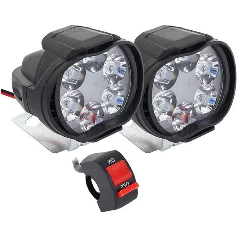 Phare Moto Feux Additionnels LED, 2Pcs Phares Avant Phares Supplémentaires pour Moto 12V Anti Brouillard Projecteur Spot avec Interrupteur pour Truck Moto Quad Scooter (1/5)