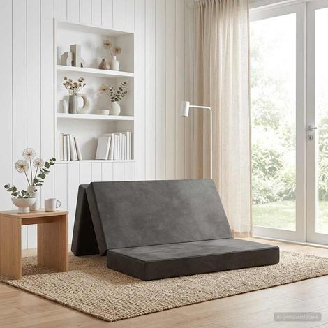 Sofá Cama Plegable 200 x 67 x 45 cm Gris Claro